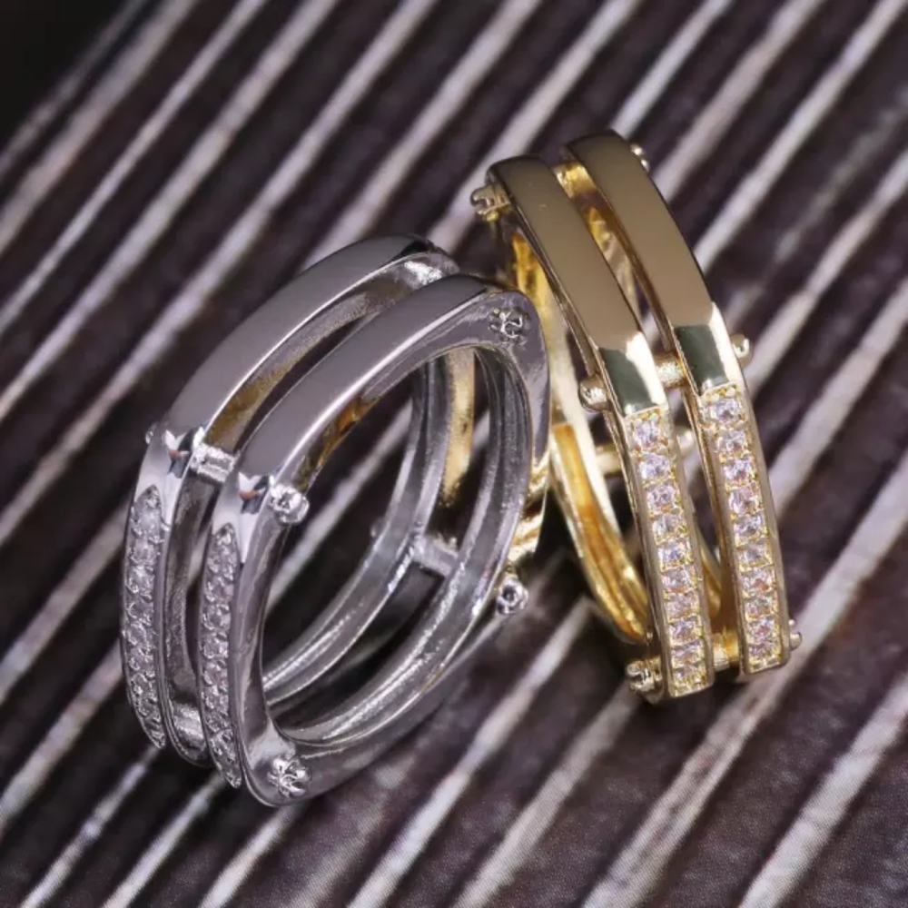 New Unisex 925 Silver Square Diamond Ring - Picture 6 of 8
